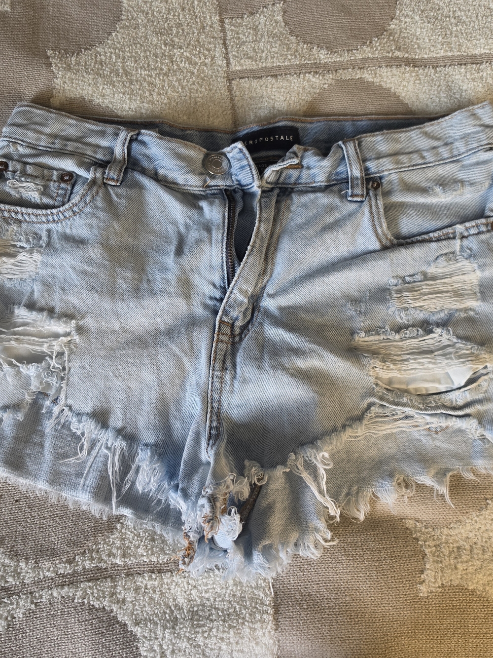 Aeropostale Light Blue Distressed Denim Cutoff Shorts